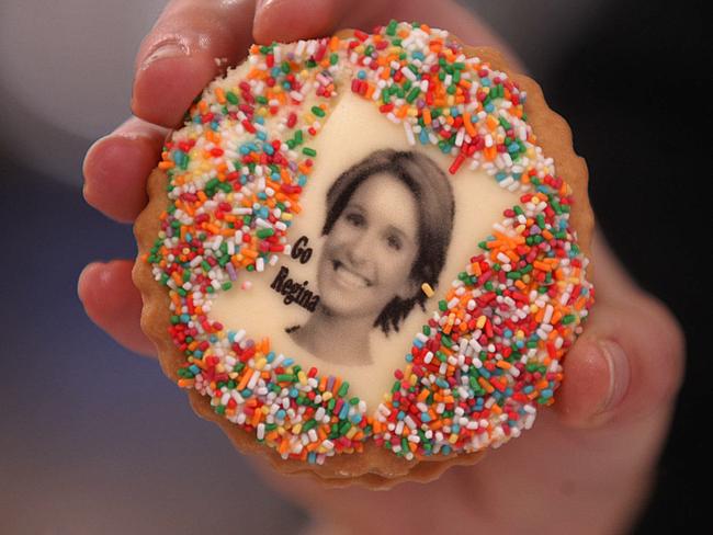 "Go Regina" biscuits made by a Hobart bakery to support "Big Brother" reality TV show contestant Reggie Bird in 2003. Picture: Chris Crerar