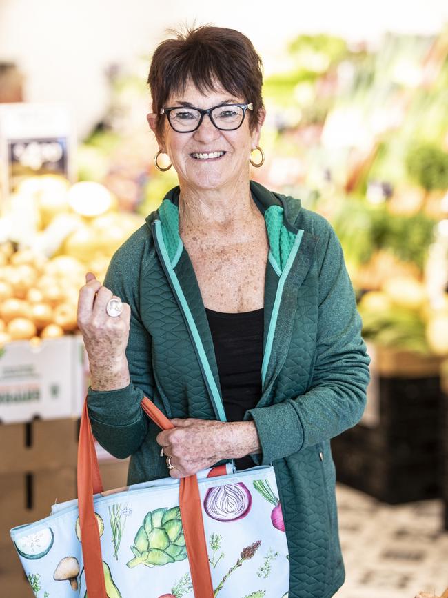 Hill Street Sandy Bay shopper, Joan White is interviewed about Check In Tas app changes. Picture Eddie Safarik