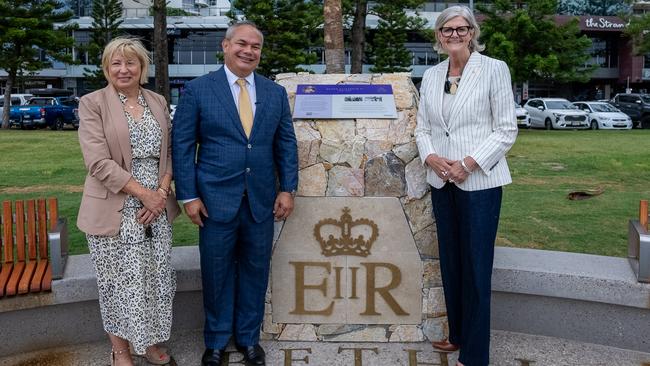 Governor General Sam Mostyn and Gold Coast Mayor Tom Tate officially opened a Gold Coast memorial to honour the last Queen Elizabeth II, which is at the end of the Jubilee Walk in Queen Elizabeth Park, Coolangatta.