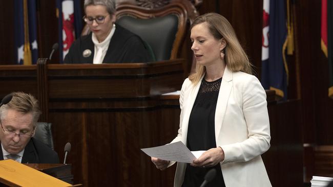 Labor leader Rebecca White during parliament. Picture Chris Kidd