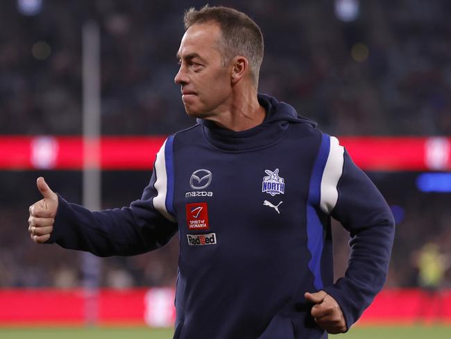 MELBOURNE, AUSTRALIA - MAY 04:  Alastair Clarkson, Senior Coach of the Kangaroos is seen before the round eight AFL match between St Kilda Saints and North Melbourne Kangaroos at Marvel Stadium, on May 04, 2024, in Melbourne, Australia. (Photo by Darrian Traynor/Getty Images)