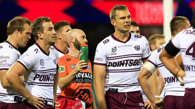 The Sea Eagles had no answers for the Roosters in the first half. Picture: Mark Evans/Getty Images