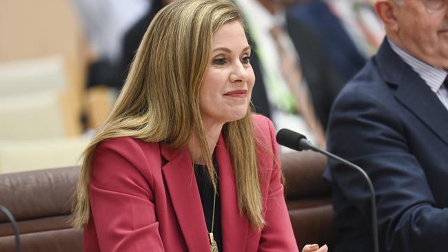 CANBERRA, Australia - NewsWire Photos - October 17, 2024: eSafety Commissioner Julie Inman Grant appears at the Communications Legislation Amendment (Combatting Misinformation and Disinformation) Bill 2024 hearing at Parliament House in Canberra. Picture: NewsWire / Martin Ollman