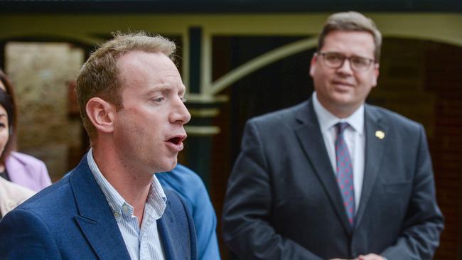 Former Opposition Leader David Speirs with his deputy leader John Gardner. Picture: NCA NewsWire/Brenton Edwards