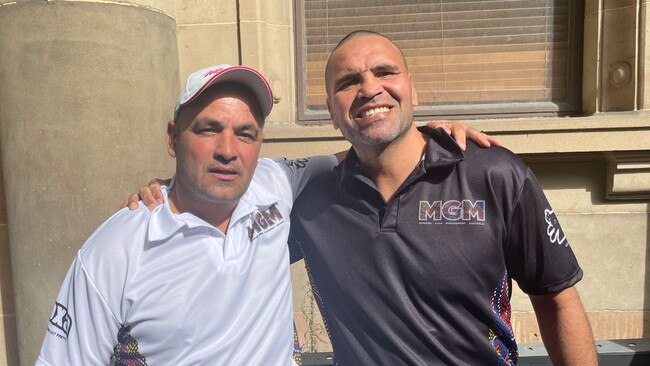 Anthony Mundine (r) was there on the first day to support Teo.