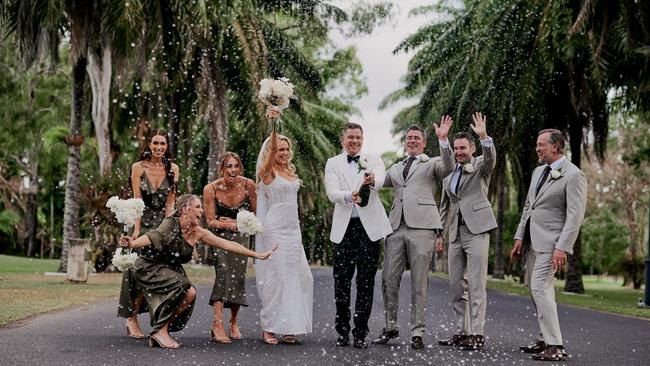 The bridal party of Josh Holt and Skye Davis’ wedding. Picture: Daniel Griffiths