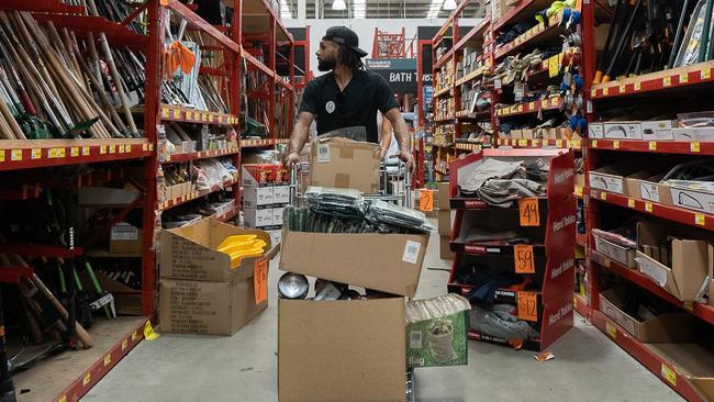 Basketball star Patty Mills shopping in Bunnings. Research shows Bunnings was the most searched retail website in Australia. Picture: Luke Currie-Richardson