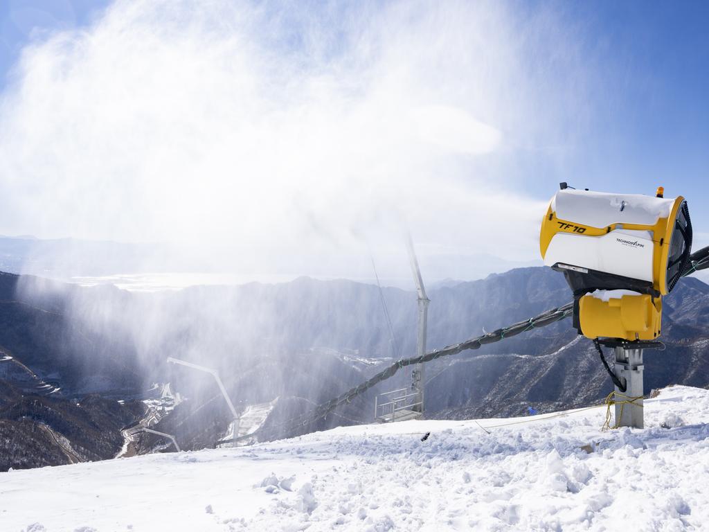 Roughly 290 snow cannons are being used to prepare Beijing for the Winter Olympics. Picture: VCG via Getty Images.