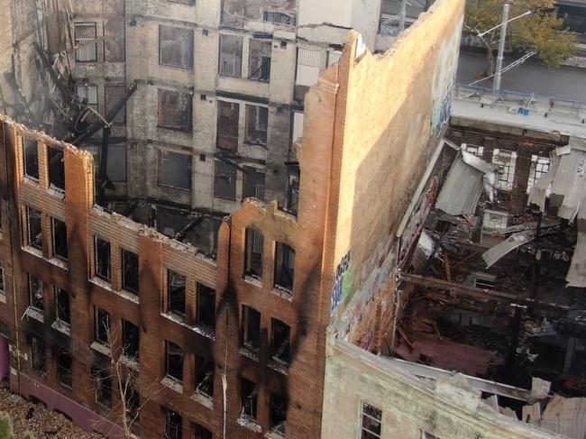 Fire and Rescue NSW drone footage of the heritage building destroyed by fire.