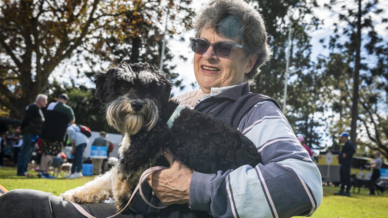 Genell Lilley with Cookie at Toowoomba's Million Paws Walk at Queens Park, Friday, May 24, 2024. Picture: Kevin Farmer