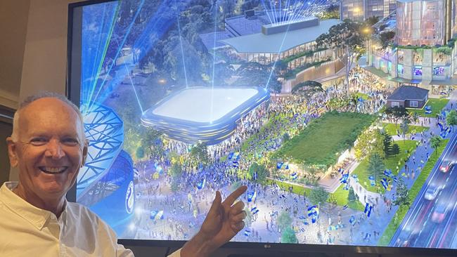 Parramatta Leagues Club president Greg Monaghan with a snapshot of its masterplan.