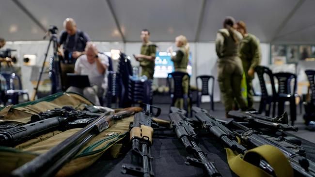 A close up the seized Hezbollah weapons. Picture: AFP