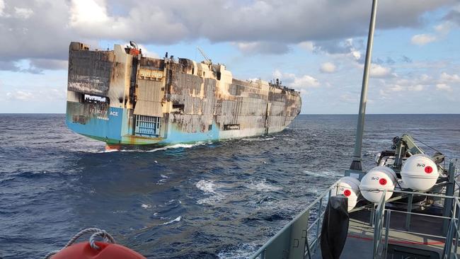 The car carrier Felicity Ace caught fire in February 22. Photo: AFP / Portuguese navy