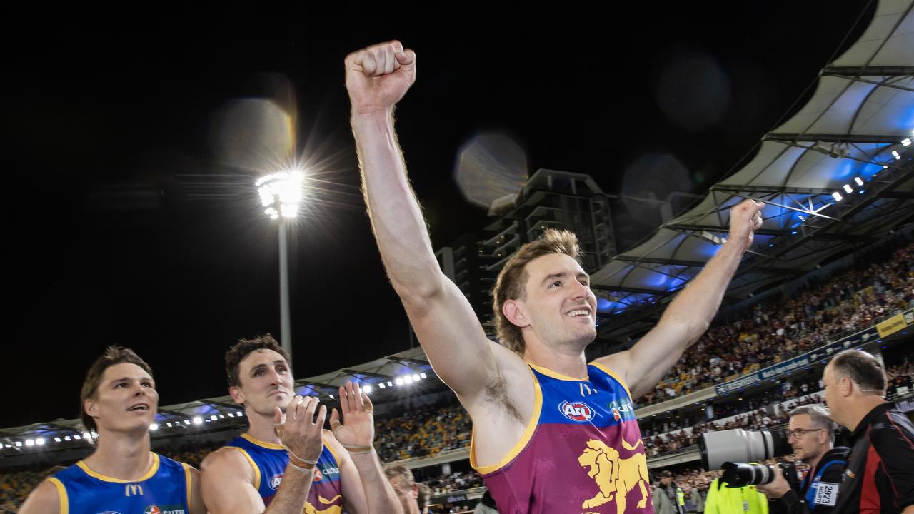 Harris Andrews stood up in defence for the Lions. Picture: Lachie Millard