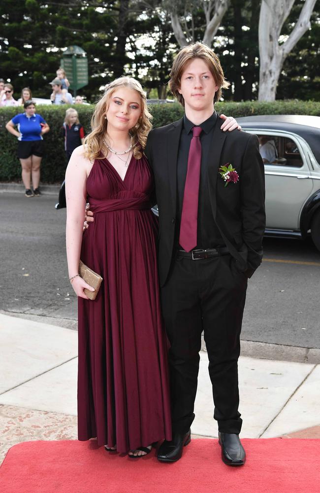 Madison Sander and Byron Dittmann at Centenary Heights State High School formal. Picture; Patrick Woods.