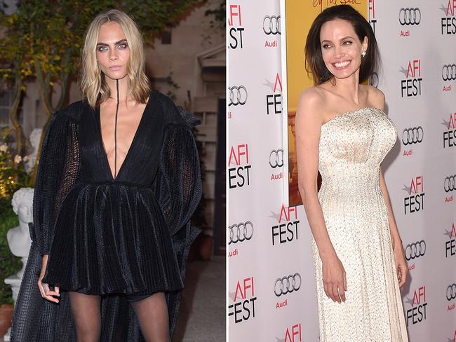 Cara Delevingne and Angelina Jolie. Picture: Getty