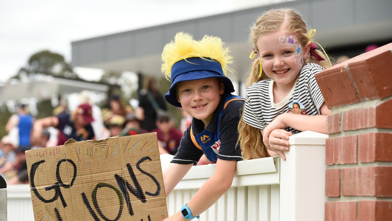 Fans show their support during the AFLW Grand Final match between the Brisbane Lions and the Melbourne Demons at Brighton Homes Arena on November 27, 2022 in Brisbane, Australia. (Photo by Matt Roberts/AFL Photos/Getty Images)