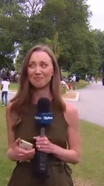 Most adorable moment captured right before reporter goes on live TV