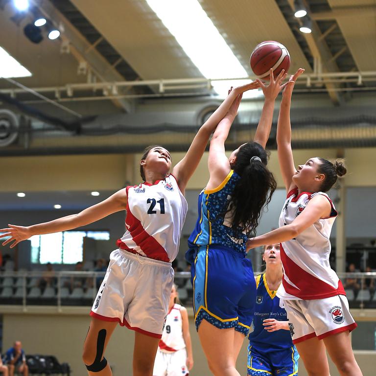 Hillcrest Christian College player Shorna Preston Girls final. St Margarets Mary's College vs Hillcrest Christian College. Finals for Qld Schools Basketball Championships. Sunday September 22, 2019. (AAP image, John Gass)