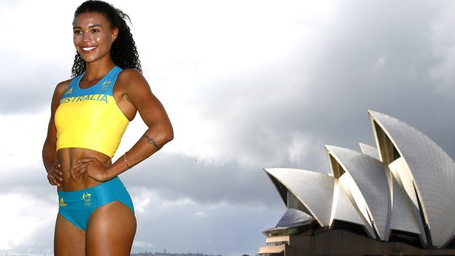 Olympic athlete Morgan Mitchell shows off the new track and field uniform. Picture: John Appleyard