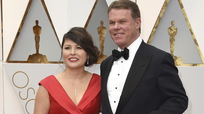 Martha L. Ruiz, left, and Brian Cullinan from PricewaterhouseCoopers at the Oscars. Picture: Jordan Strauss/Invision/AP, File