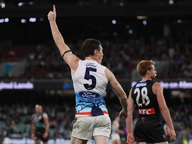 Jeremy Cameron dominated for the Cats. (Photo by James Elsby/AFL Photos via Getty Images)