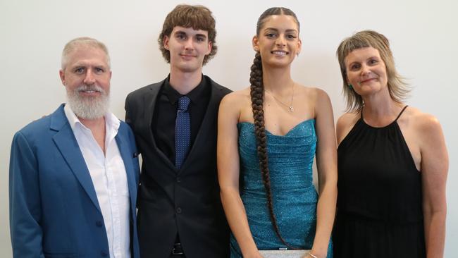 Dave and Banjo Maloney, with Libby Dublin and Toni Wills at the Australian Industry Trade College 2024 formal at the Maroochy RSL.