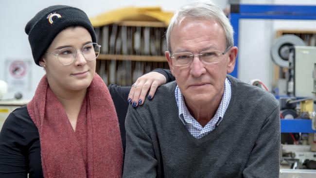 Swan Plastics employee Claire Monk and owner David Monk are worried about the future of their business. Picture: Andy Brownbill