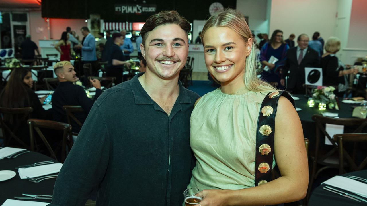 Josh Fanning and Hannah Nolan at the Toowoomba Rugby League gala presentation night 2022 at Clive Berghofer Grande Atrium Clifford Park, Friday, September 9, 2022. Picture: Kevin Farmer