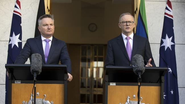 Anthony Albanese, right, and Energy Minister Chris Bowen. Picture: NCA NewsWire / Gary Ramage