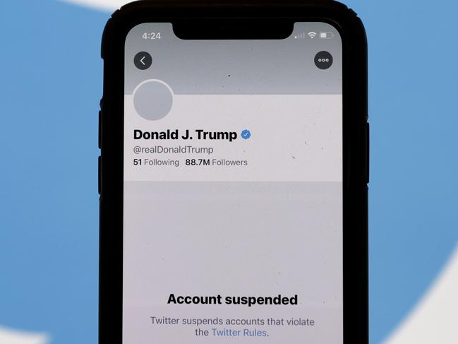 The suspended Twitter account of U.S. President Donald Trump.