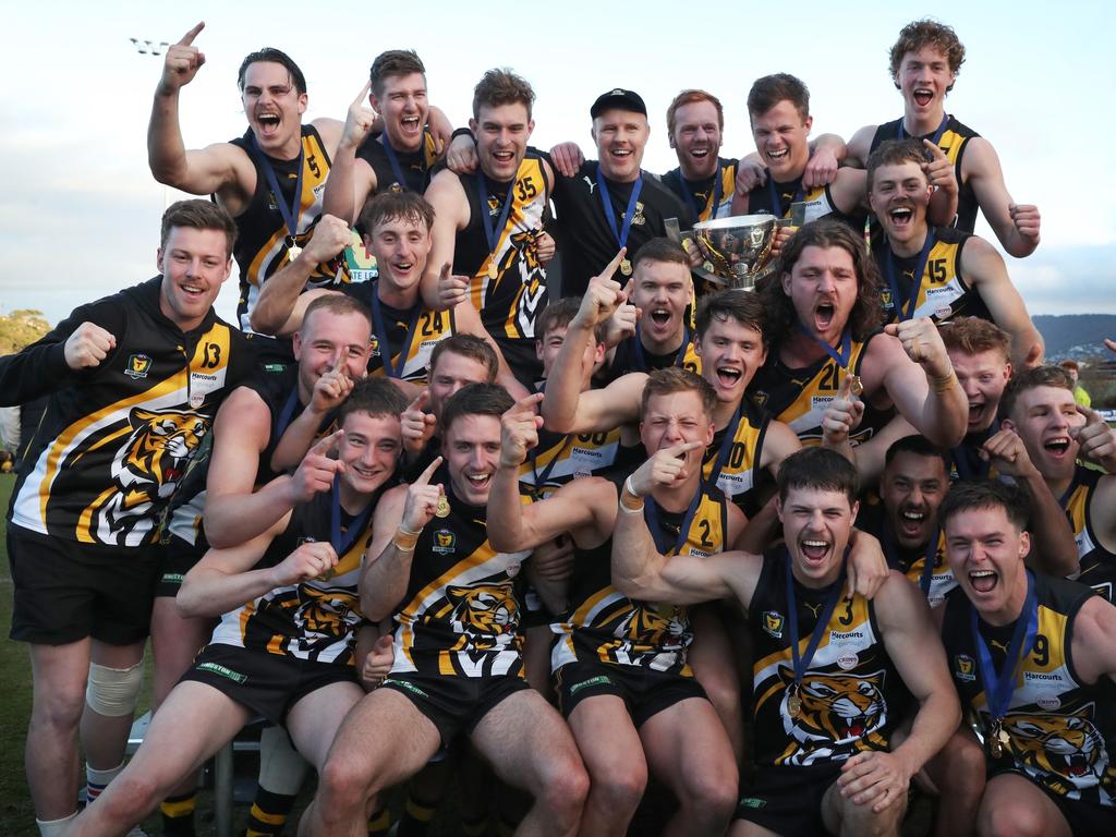 Tigers celebrate. TSL grand final Kingborough Tigers V North Launceston. Picture: Nikki Davis-Jones