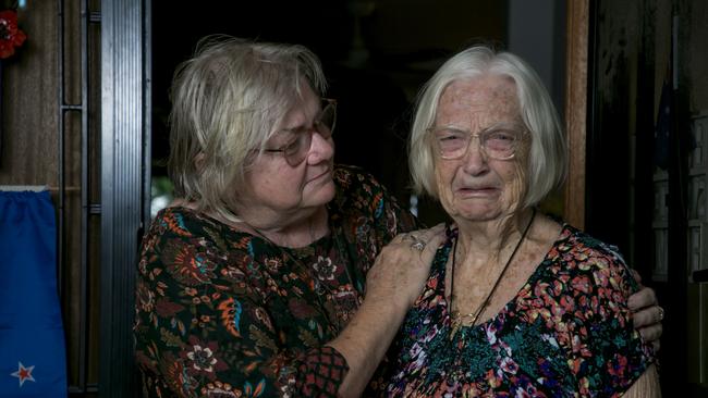 Donna Bressow and 83-year-old mother Eleanor, who was distressed by their year-long battle to get their Helensvale home fully repaired. Picture: Glenn Campbell.