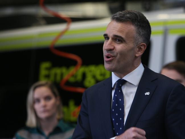 ADELAIDE, AUSTRALIA - NewsWire Photos JUNE 29, 2022: Press Conference with Premier Peter Malinauskas to announce the biggest Ambulance fleet order to mark 100th day in office with Ambulance Officers at Parkside Ambulance Station, SA. Picture NCA NewsWire / Emma Brasier