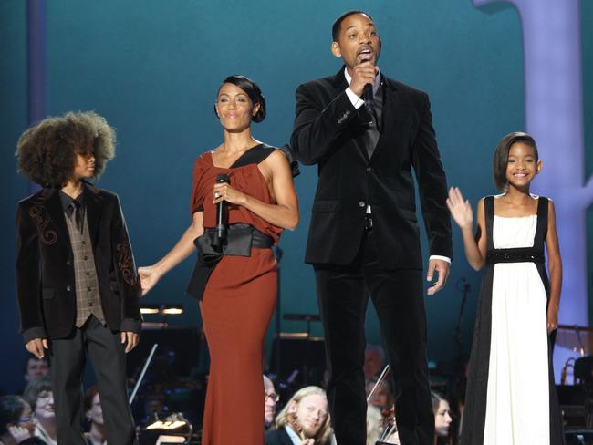 Will Smith, wife Jada Pinkett Smith, Willow and son Jadenhost the Nobel Peace Prize concert 2009.