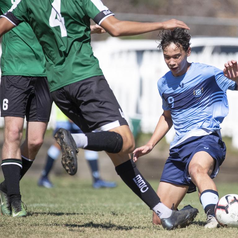 First XI football Brisbane Grammar School vs Brisbane Boys College. BGS #9 L. Wong. August 8, 2020. Picture: Renae Droop