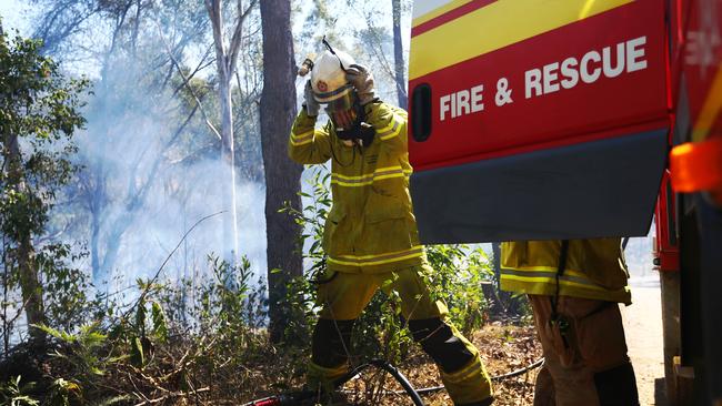 Firefighters brace for the worst as fires continue to burn in the Canungra and Sarabah regions. Picture: NIGEL HALLETT