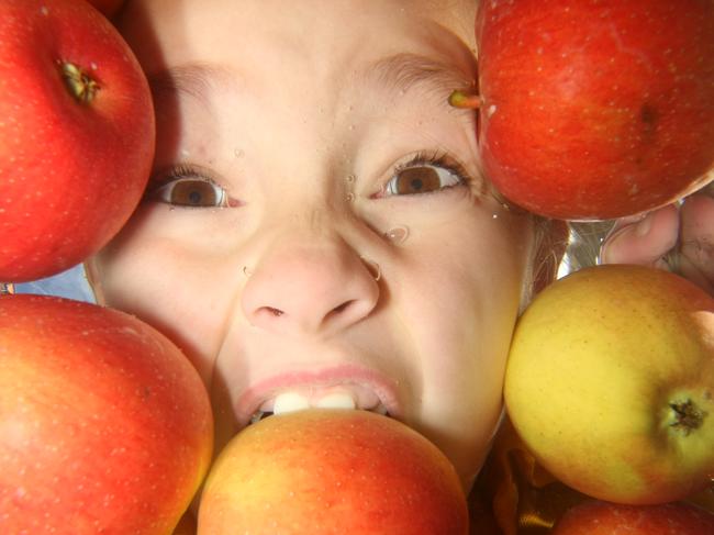 Bobbing for apples will keep the kids occupied during lockdown. Picture: Supplied