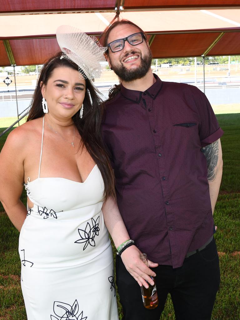 Chrissy Urquhart and Matty Mann at the Darwin Turf Club Bridge Toyota Ladies' Day / Derby Day. Picture: KATRINA BRIDGEFORD