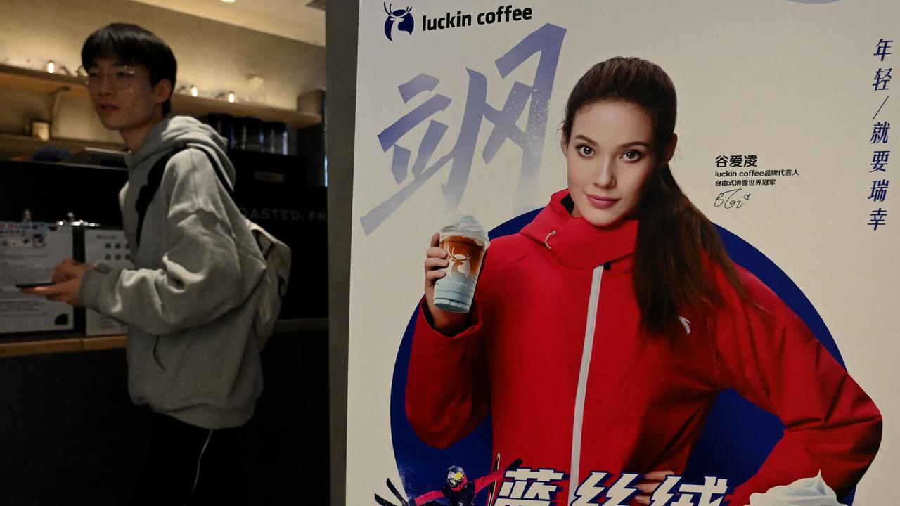 Gu’s face has been used as a marketing tool across China. Picture: Noel Celis / AFP