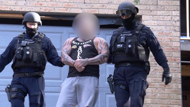 Police arrested the Sergeant at Arms of the Hells Angels Brutal South Chapter earlier this year. Picture: NSW Police