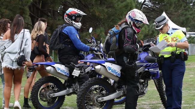 Police at the Electric Gardens Music Festival in Centennial Park last February. Most of the CIN penalties were handed out at the height of 2020’s music festival season Picture: David Swift.