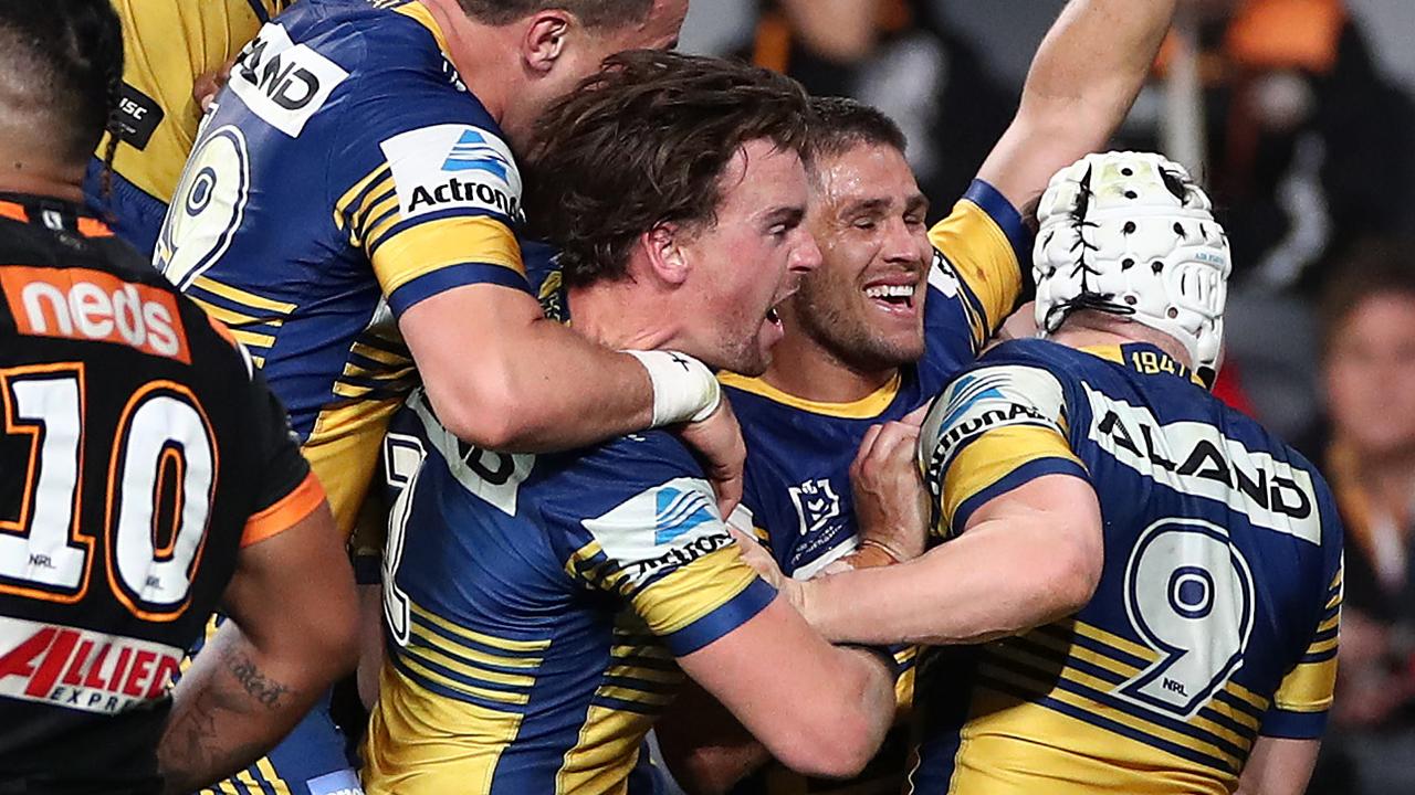 Eels captain Clint Gutherson pulled off a great winning tackle.