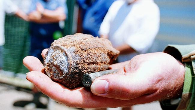 A photo of a WWII hand grenade found in Narrabeen a number of years ago.