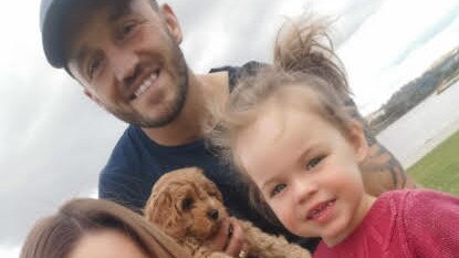 Raiders star Josh Hodgson and his family in Canberra