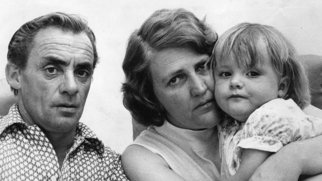 Les Ratcliffe, wife Kathleen and daughter Suzie, almost 3, at home in Mundon Street, Campbelltown. Picture: File