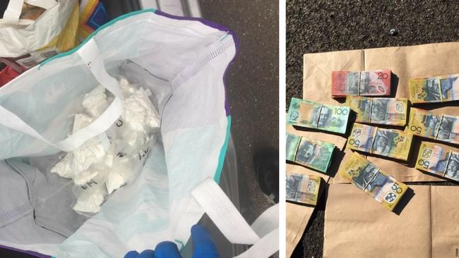 Cocaine and money allegedly seized during the northern beaches raids.