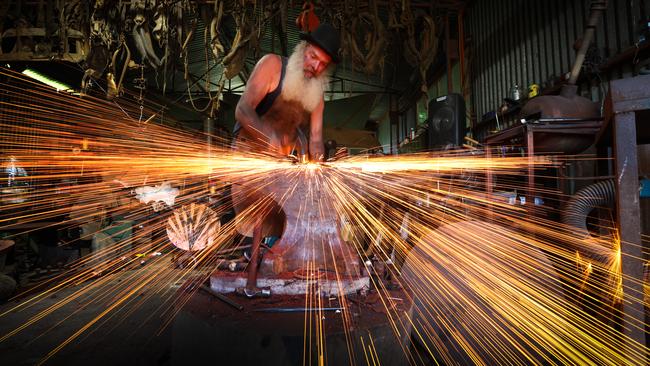 Ancient trade: blacksmith Brendan Thompson at work. Picture: David Caird