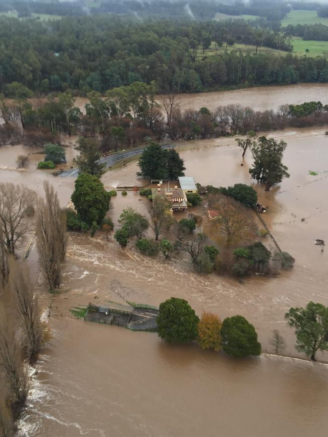 Helicopter vision overhead of floods at Latrobe. Picture: Tasmania police.