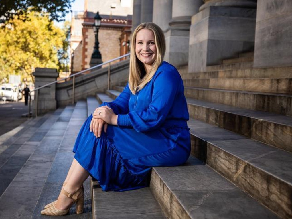 Laura Henderson MLC on the steps of Parliament House. Picture: Supplied